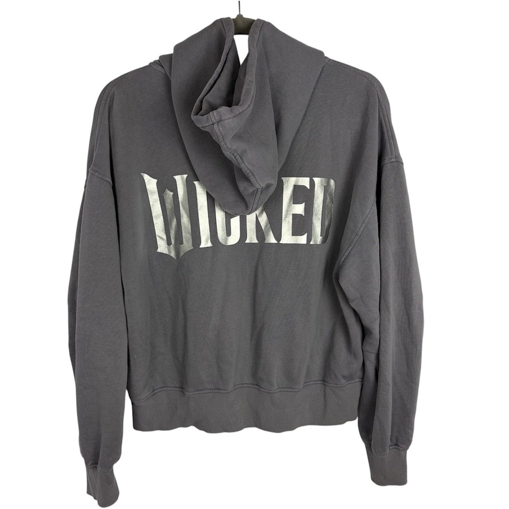 H&M Wicked Universal Studios Gray Zip Up Hoodie Metallic‎ Graphic XS